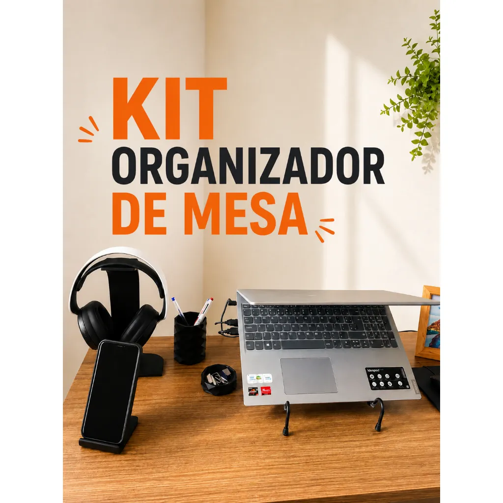 Kit Organizador De Mesa 4 em 1 Premium Suporte Headset Celular E Porta Canetas Home Office Kit Organizador De Mesa 4 em 1 Premium Suporte Headset Celular E Porta Canetas Home Office