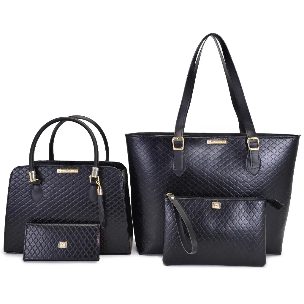 Kit Bolsa Feminina Grande Sacola + Bolsa Feminina Tote Festa + Necessaire + Carteira Kit Bolsa Feminina Grande Sacola + Bolsa Feminina Tote Festa + Necessaire + Carteira
