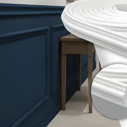 Boiserie Eva Autocolante Flexível Moldura Branco 5m X 2,8cm Branco Boiserie Eva Autocolante Flexível Moldura Branco 5m X 2,8cm Branco