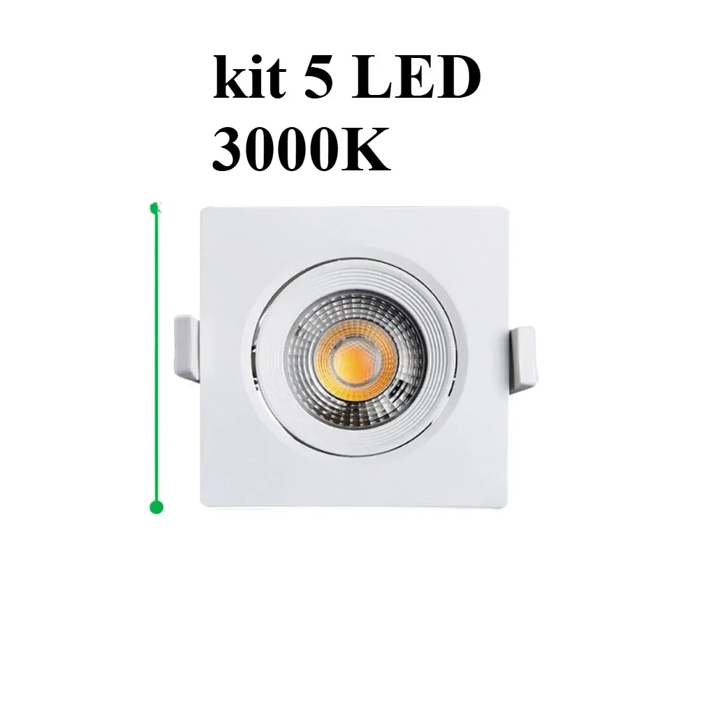 Kit 5 Luminárias Spot Led 5w Branco Embutir Direcionável Teto 3000K Kit 5 Luminárias Spot Led 5w Branco Embutir Direcionável Teto 3000K