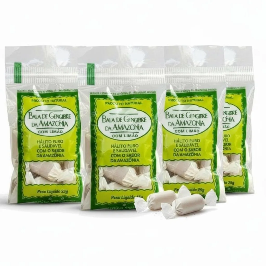 Kit c/ 4und Bala da AMAZÔNIA de Gengibre c/ Limão 35g Kit c/ 4und Bala da AMAZÔNIA de Gengibre c/ Limão 35g
