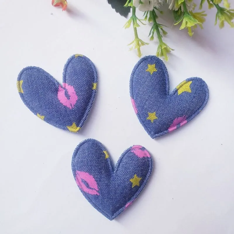 Aplique Coração ou Estrela Jeans Em Tecido 12 Unidades 5x5cm Aplique Coração ou Estrela Jeans Em Tecido 12 Unidades 5x5cm