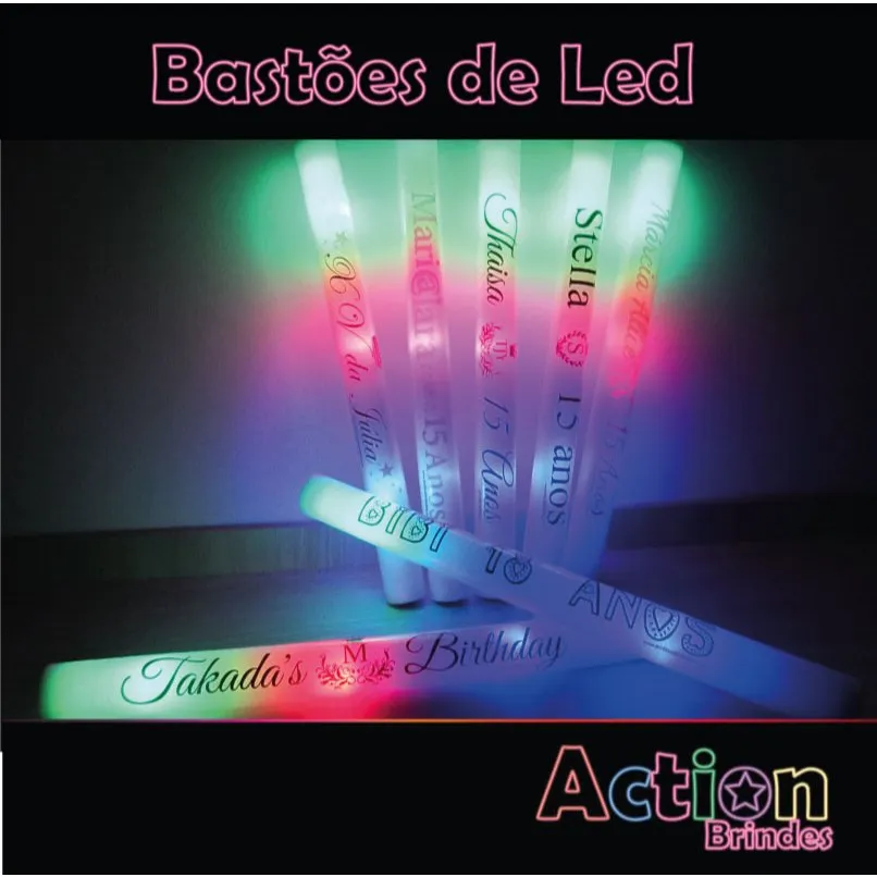 Bastão de Led Personalizados - Kit 10 Unidades Bastão de Led Personalizados - Kit 10 Unidades