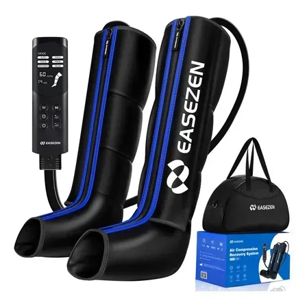 Bota De Compressao Pneumatica Massageador Pes Portatil Preto Com Detalhes Em Azul Bota De Compressao Pneumatica Massageador Pes Portatil Preto Com Detalhes Em Azul
