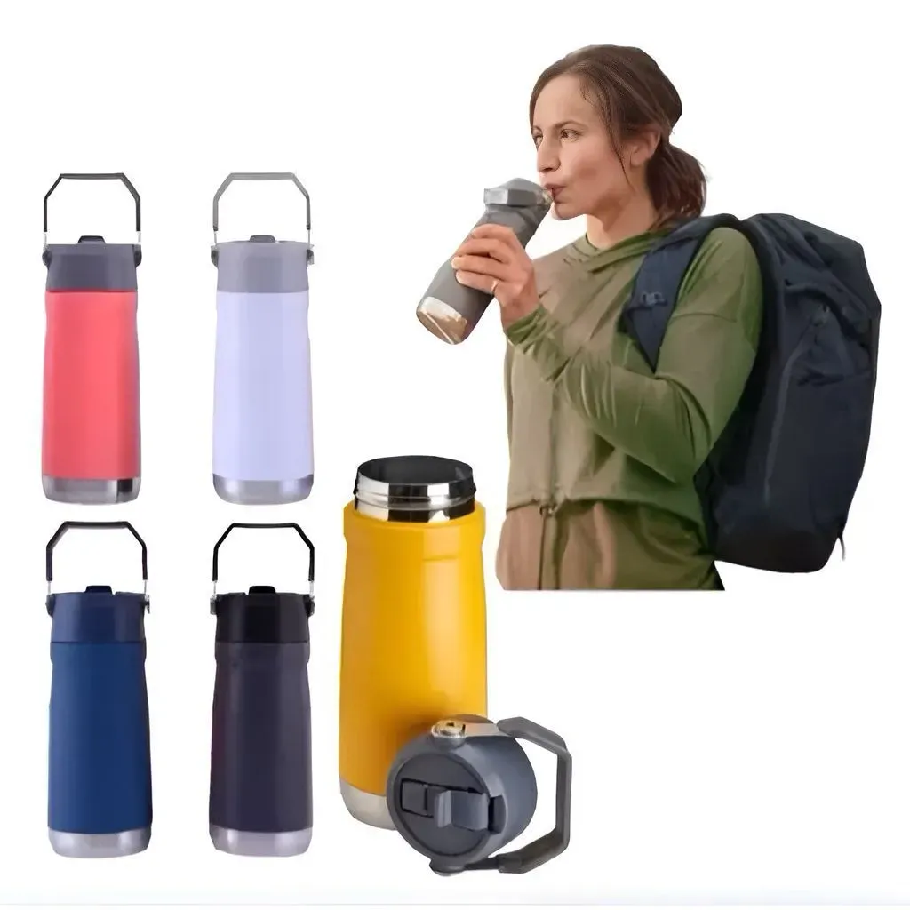 Garrafa Com Alça E Bico 550ml Aço Inox Branca Super Vedação MUITO BOM Garrafa Com Alça E Bico 550ml Aço Inox Branca Super Vedação MUITO BOM