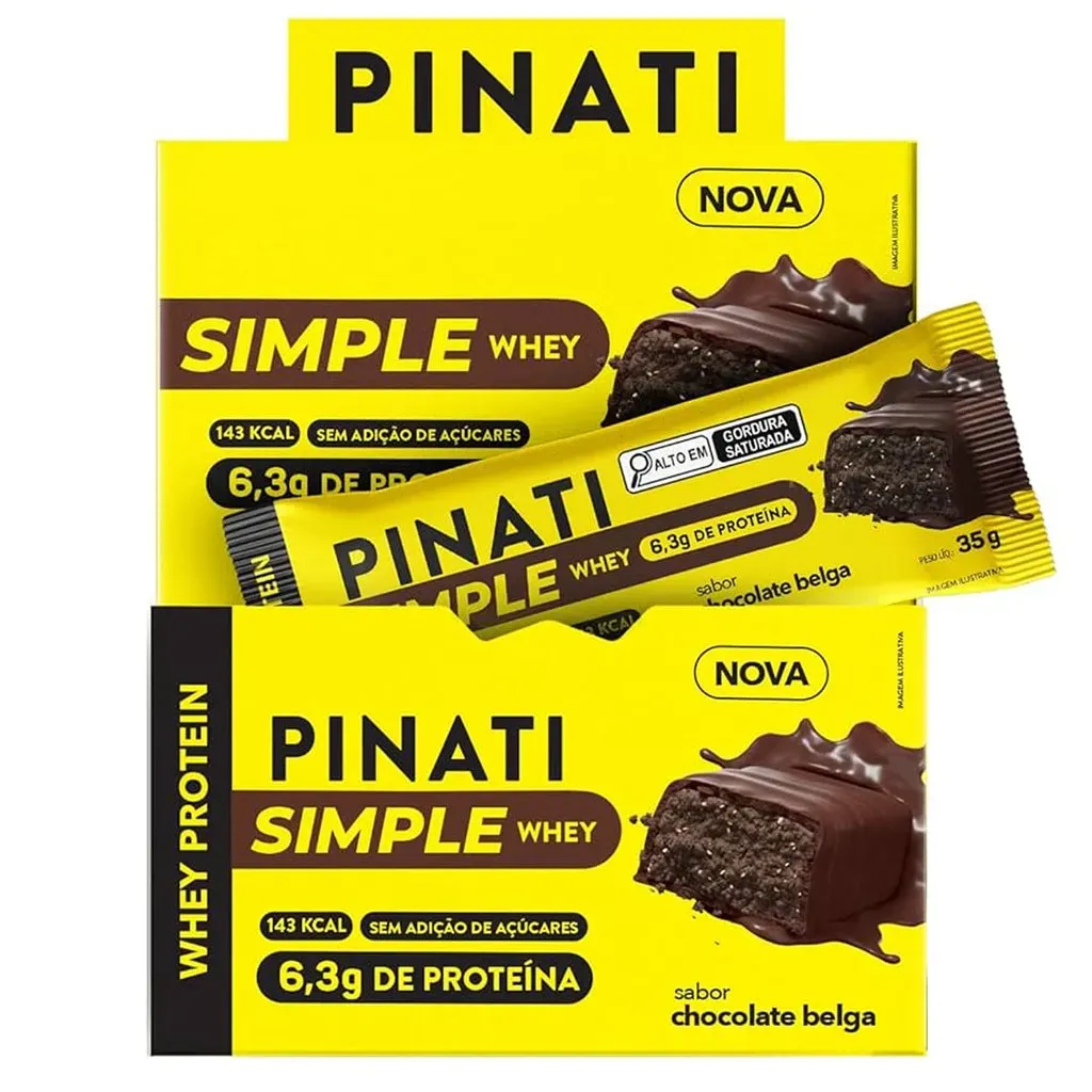 Barra Simple Whey PINATI Chocolate Belga 35g (Display 16und) Barra Simple Whey PINATI Chocolate Belga 35g (Display 16und)