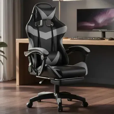 Cadeira De Escritório Gamer Nitro Ergonômica Estofado Couro Sintético Reclinável Altura Ajustável Apoio Para Pés Cor Cinza Cadeira De Escritório Gamer Nitro Ergonômica Estofado Couro Sintético Reclinável Altura Ajustável Apoio Para Pés Cor Cinza