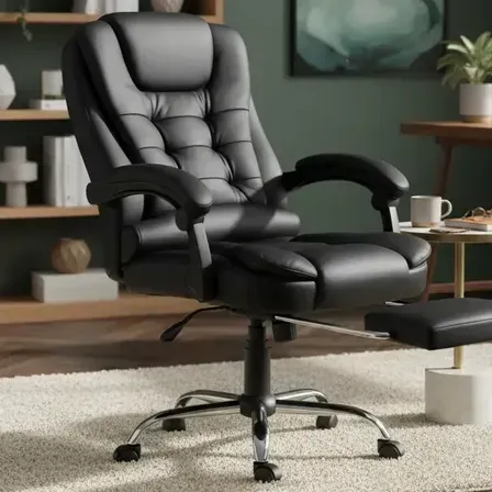 Cadeira De Escritório Itália Presidente Ergonômica Couro Sintético Encosto Ajustável Com Trava E Apoio Para Pés Cor Preta Luvinco Cadeira De Escritório Itália Presidente Ergonômica Couro Sintético Encosto Ajustável Com Trava E Apoio Para Pés Cor Preta Luvinco