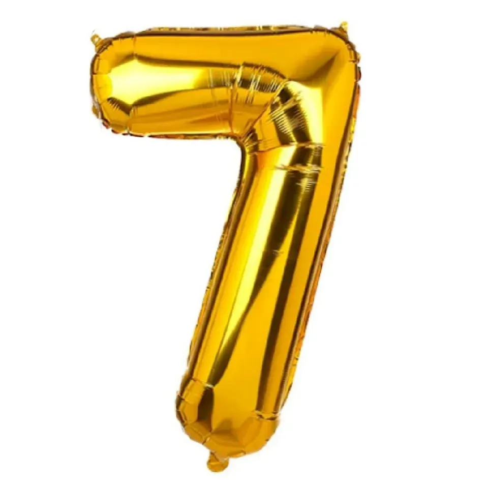 Balão Número Dourado 40cm Numero 7 Balão Número Dourado 40cm Numero 7