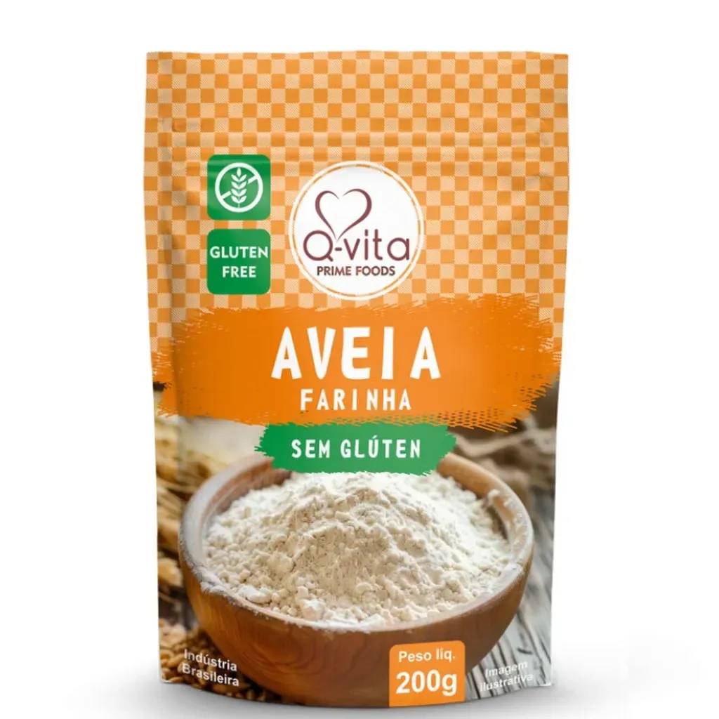Farinha de Aveia Sem Glúten Q-VITA 200g Farinha de Aveia Sem Glúten Q-VITA 200g
