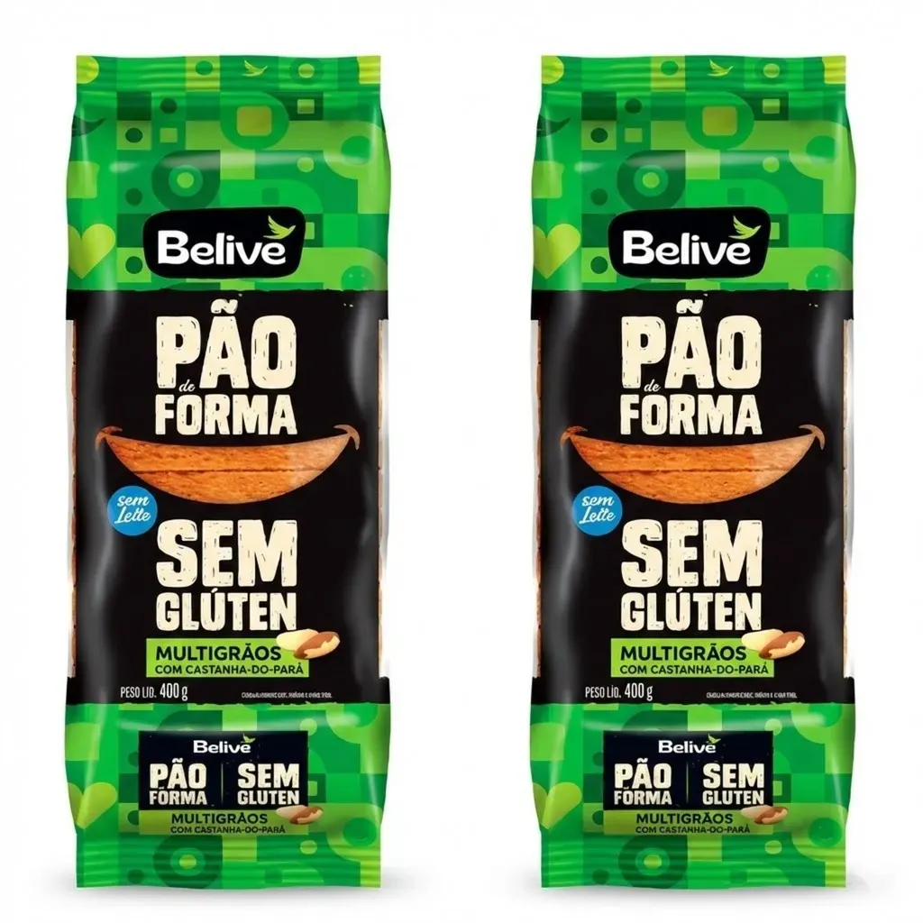 Kit c/ 2und Pão de Forma BELIVE Multigrãos Sem Glúten 400g Kit c/ 2und Pão de Forma BELIVE Multigrãos Sem Glúten 400g