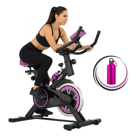 Bicicleta Ergométrica Bike Spinning Garrafa 6kg Sensação Inércia Com Medidor Cardíaco Fitness Preto e Rosa Sevenfit Para Cardio E Musculação Bicicleta Ergométrica Bike Spinning Garrafa 6kg Sensação Inércia Com Medidor Cardíaco Fitness Preto e Rosa Sevenfit Para Cardio E Musculação