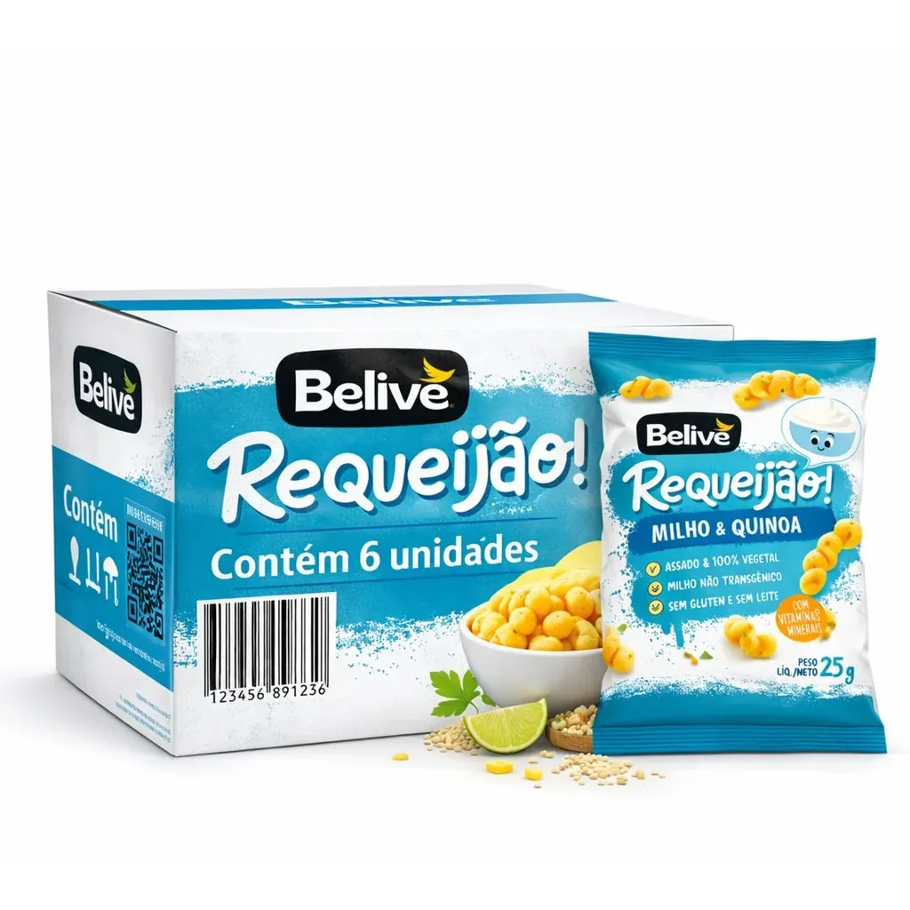 Kit 6 Salgadinho BELIVE S/ Gluten Sabor Requeijão 25g Kit 6 Salgadinho BELIVE S/ Gluten Sabor Requeijão 25g