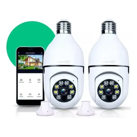 Kit 2 Câmeras Lampada De Segurança Ip Wifi Com Visão Noturna Interna Externa App Yoosee Espiã 360º Cor Branco Casenn Kit 2 Câmeras Lampada De Segurança Ip Wifi Com Visão Noturna Interna Externa App Yoosee Espiã 360º Cor Branco Casenn