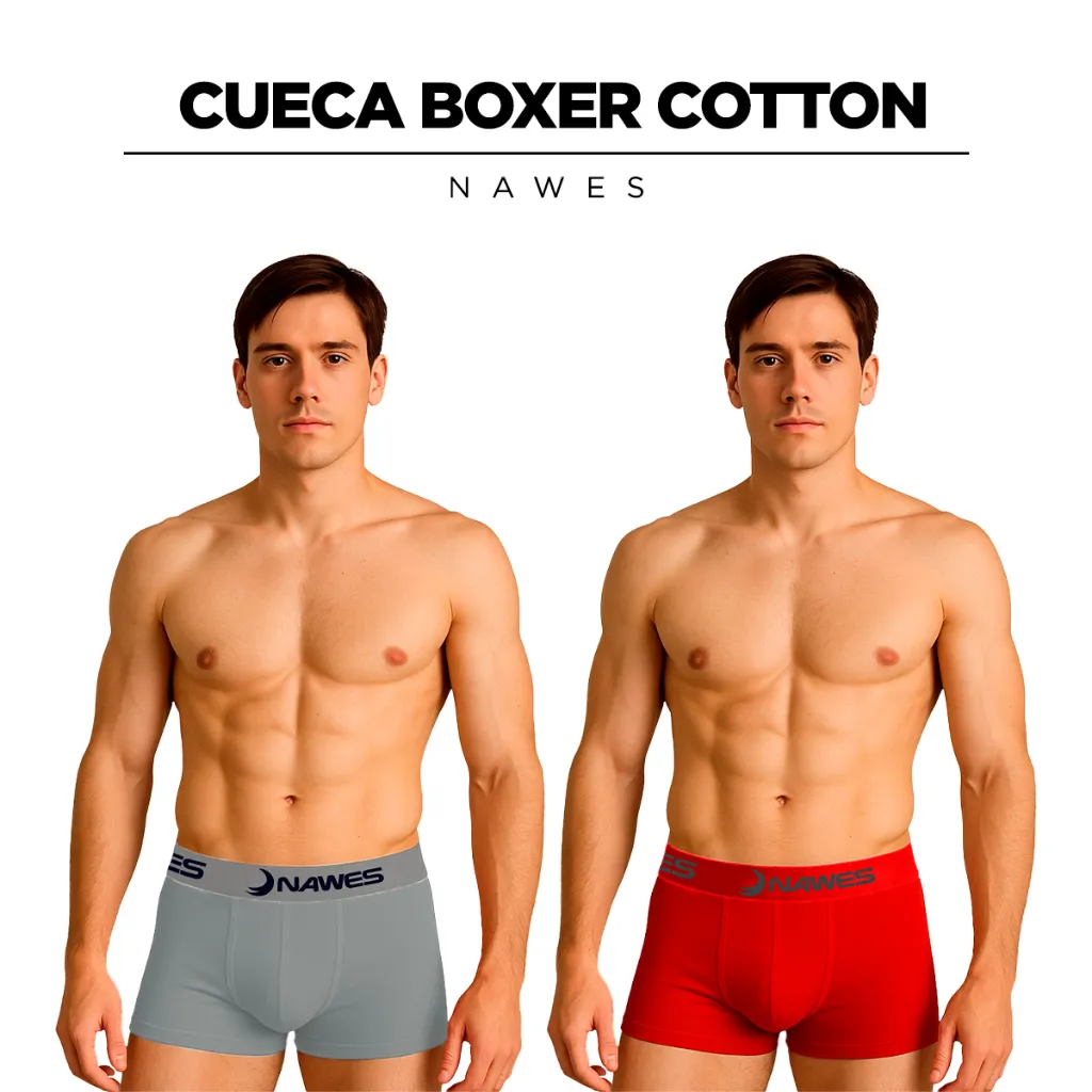 Cueca Boxer Masculina Algodão Nawes Confortável e Resistente com Elástico Largo Cueca Boxer Masculina Algodão Nawes Confortável e Resistente com Elástico Largo