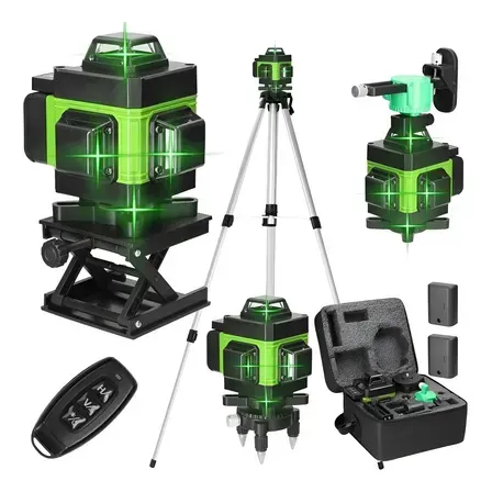Kit Nível A Laser Verde 12 Linhas Esquadro + Suporte + Tripé Kit Nível A Laser Verde 12 Linhas Esquadro + Suporte + Tripé