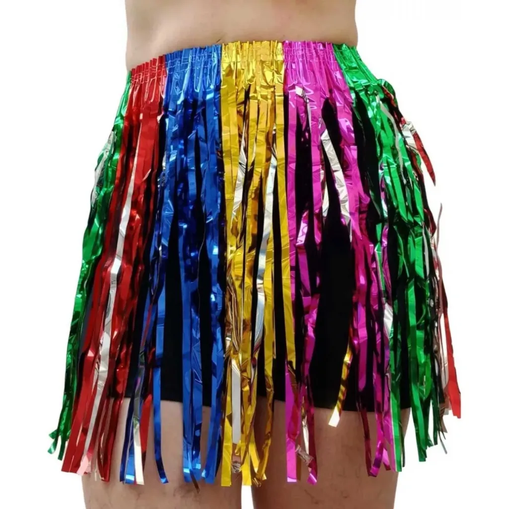 Saia Fitilho Franja Fita Metalizada Bloquinho Folia Carnaval Saia Fitilho Franja Fita Metalizada Bloquinho Folia Carnaval