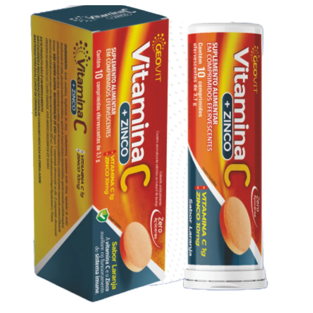 Vitamina C + Zinco 1g Geovit 10 Comprimidos Efervescentes – Aumenta Imunidade e Energia Vitamina C + Zinco 1g Geovit 10 Comprimidos Efervescentes – Aumenta Imunidade e Energia