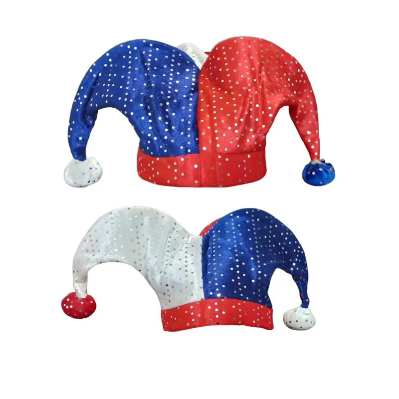 CHAPÉU BOBO DA CORTE COM 3 PONTAS E LANTEJOULAS | AZUL, VERMELHO E BRANCO CHAPÉU BOBO DA CORTE COM 3 PONTAS E LANTEJOULAS | AZUL, VERMELHO E BRANCO