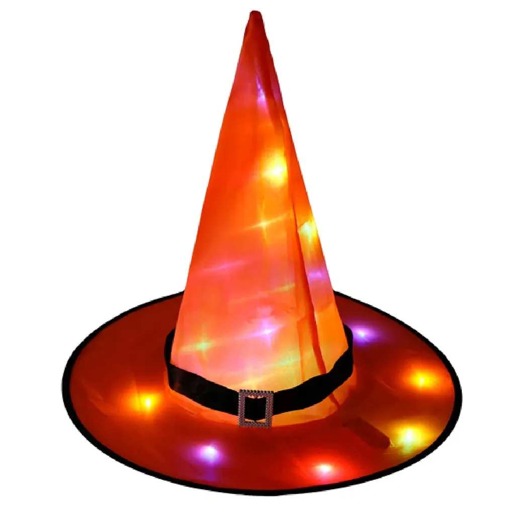 Chapéu De Led Bruxa Laranja Halloween Chapéu De Led Bruxa Laranja Halloween