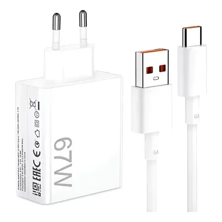 Xiaomi Carregador Super Turbo De 67w (fonte + Cabo) Branco Xiaomi Carregador Super Turbo De 67w (fonte + Cabo) Branco