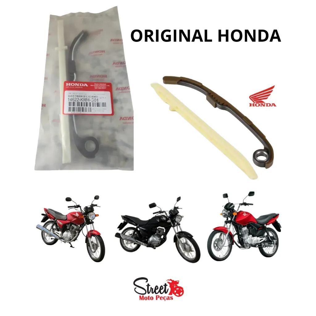 Kit Tensor + Guia Corrente Comando Honda Titan 150 2004 a 2015 | Fan 125 150 Original Honda 14510-KRM-305 / 14610-KSP-91 Kit Tensor + Guia Corrente Comando Honda Titan 150 2004 a 2015 | Fan 125 150 Original Honda 14510-KRM-305 / 14610-KSP-91