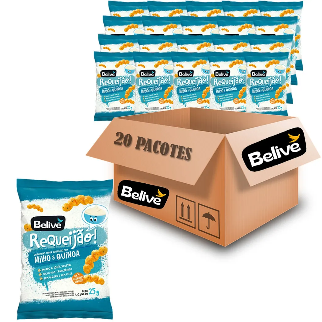 Kit c/ 20und Salgadinho sabor Requeijão 25g BELIVE Kit c/ 20und Salgadinho sabor Requeijão 25g BELIVE