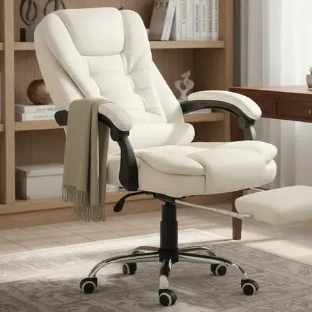 Cadeira De Escritório Itália Presidente Ergonômica Couro Sintético Encosto Ajustável Com Trava E Apoio Para Pés Cor Branca Luvinco Cadeira De Escritório Itália Presidente Ergonômica Couro Sintético Encosto Ajustável Com Trava E Apoio Para Pés Cor Branca Luvinco