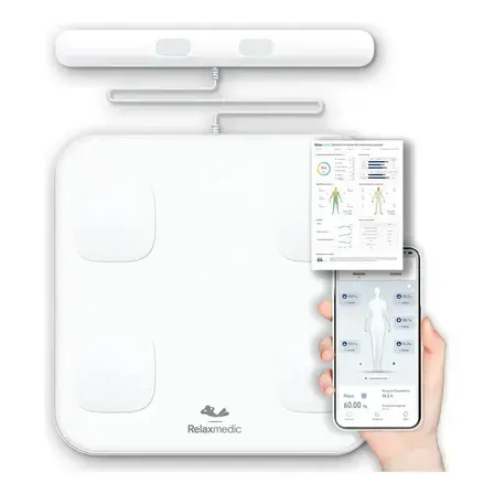 Balança De Bioimpedância Profissional 8 Sensores Digital App - Relaxmedic Balança De Bioimpedância Profissional 8 Sensores Digital App - Relaxmedic