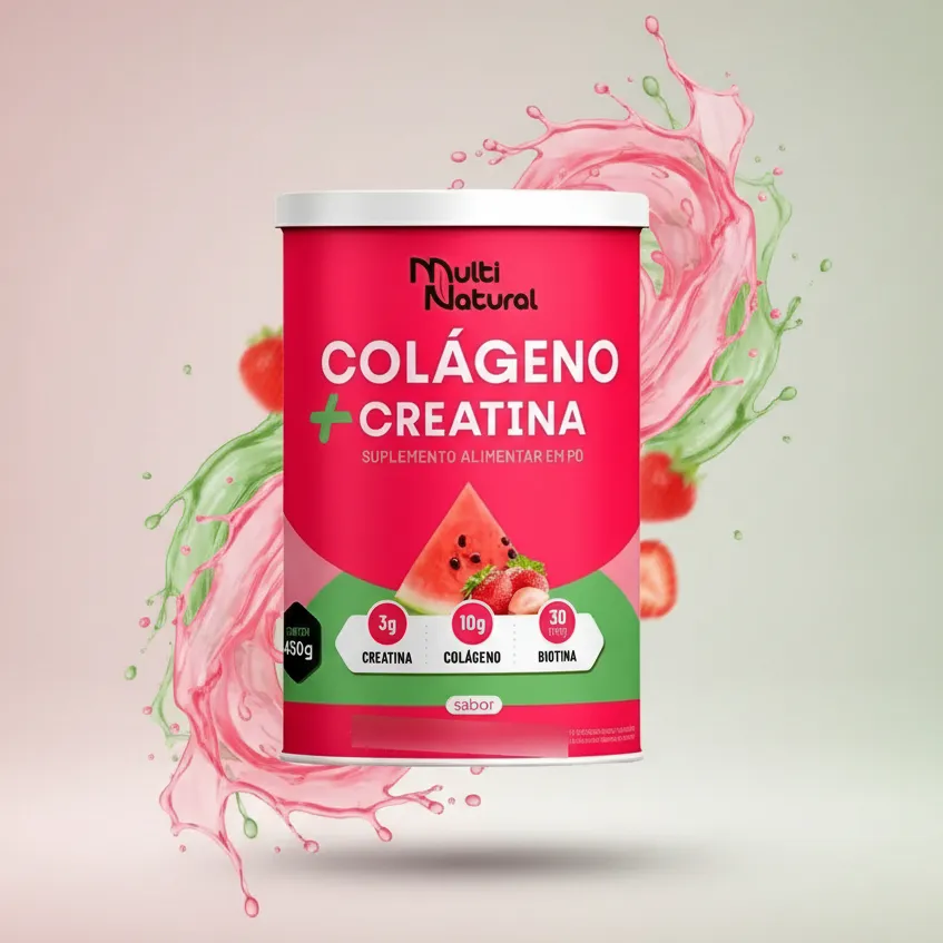 COLÁGENO + CREATINA SABOR MELANCIA E MORANGO 450g COLÁGENO + CREATINA SABOR MELANCIA E MORANGO 450g