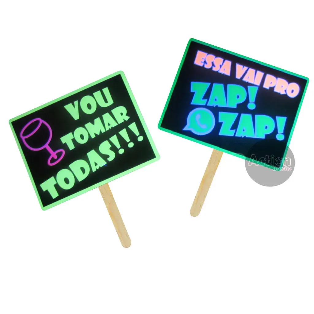 Placas Divertidas Balada Neon - Kit 10 Unidades Placas Divertidas Balada Neon - Kit 10 Unidades