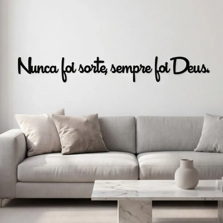 Frase de Parede Nunca Foi Sorte Sempre Foi Deus MDF Preto Decoração Sala Religiosa Cristã Fé Frase de Parede Nunca Foi Sorte Sempre Foi Deus MDF Preto Decoração Sala Religiosa Cristã Fé