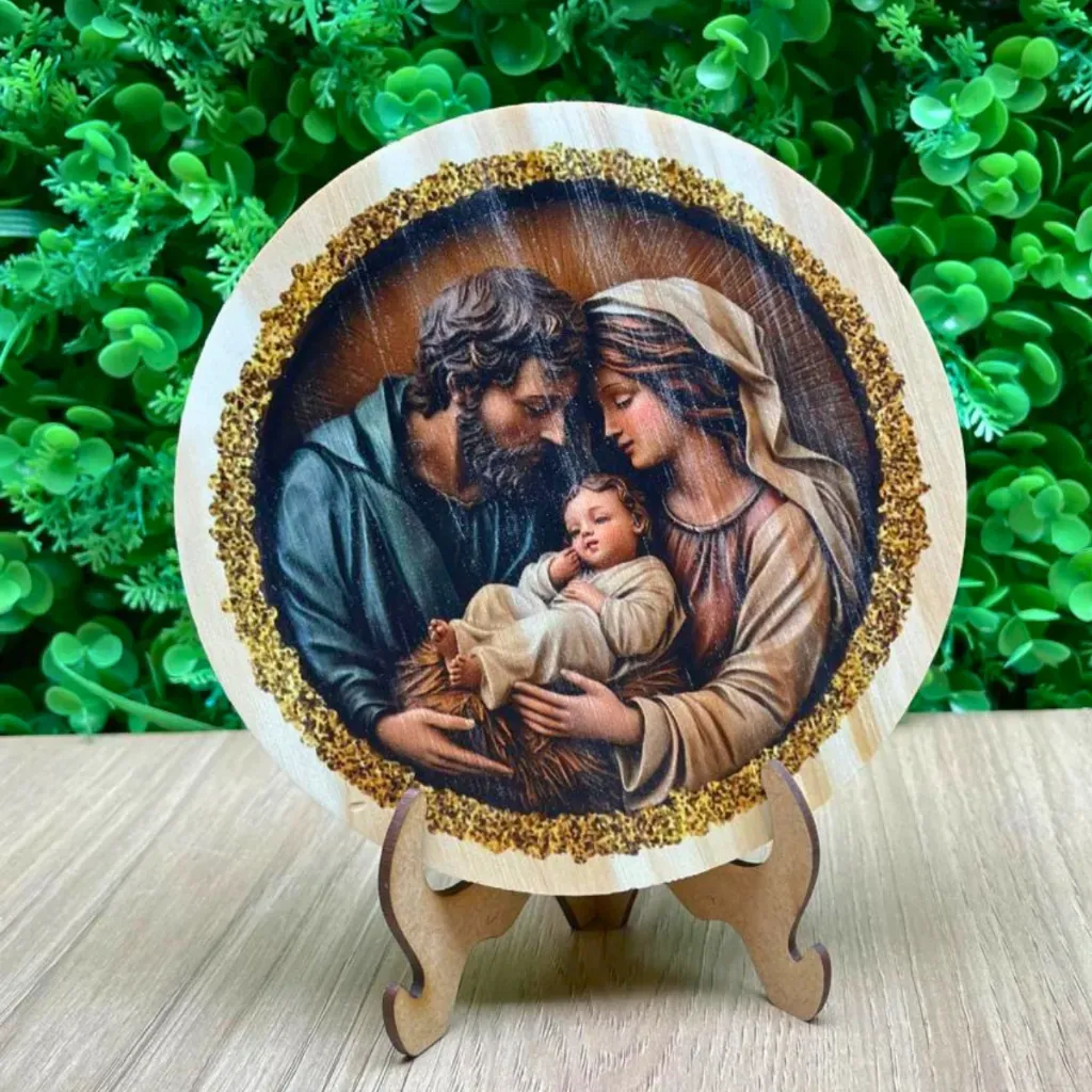Guirlanda Natal em Madeira Pinus 15cm com Suporte para Decoração Guirlanda Natal em Madeira Pinus 15cm com Suporte para Decoração