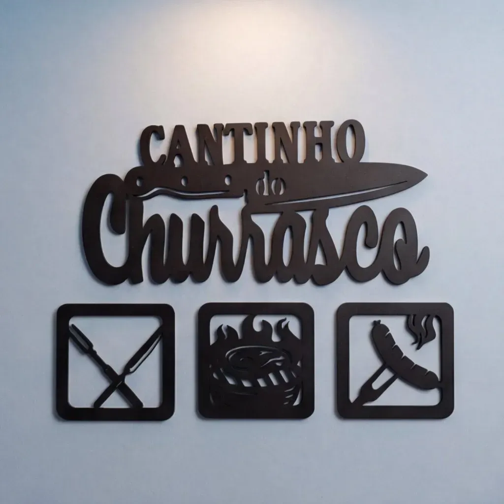 Kit Cantinho do Churrasco MDF Placa Decorativa Área Gourmet Churrasqueira Presente Pai Parede Kit Cantinho do Churrasco MDF Placa Decorativa Área Gourmet Churrasqueira Presente Pai Parede