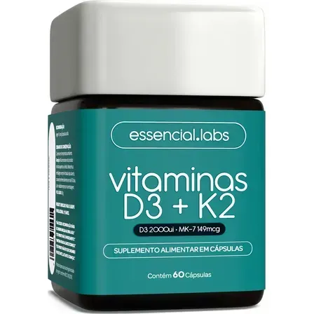 VITAMINA D3 + K2 Menaquinona-7 - Fórmula com Máxima Concentração e Biodisponibilidade - 60 Cápsulas VITAMINA D3 + K2 Menaquinona-7 - Fórmula com Máxima Concentração e Biodisponibilidade - 60 Cápsulas