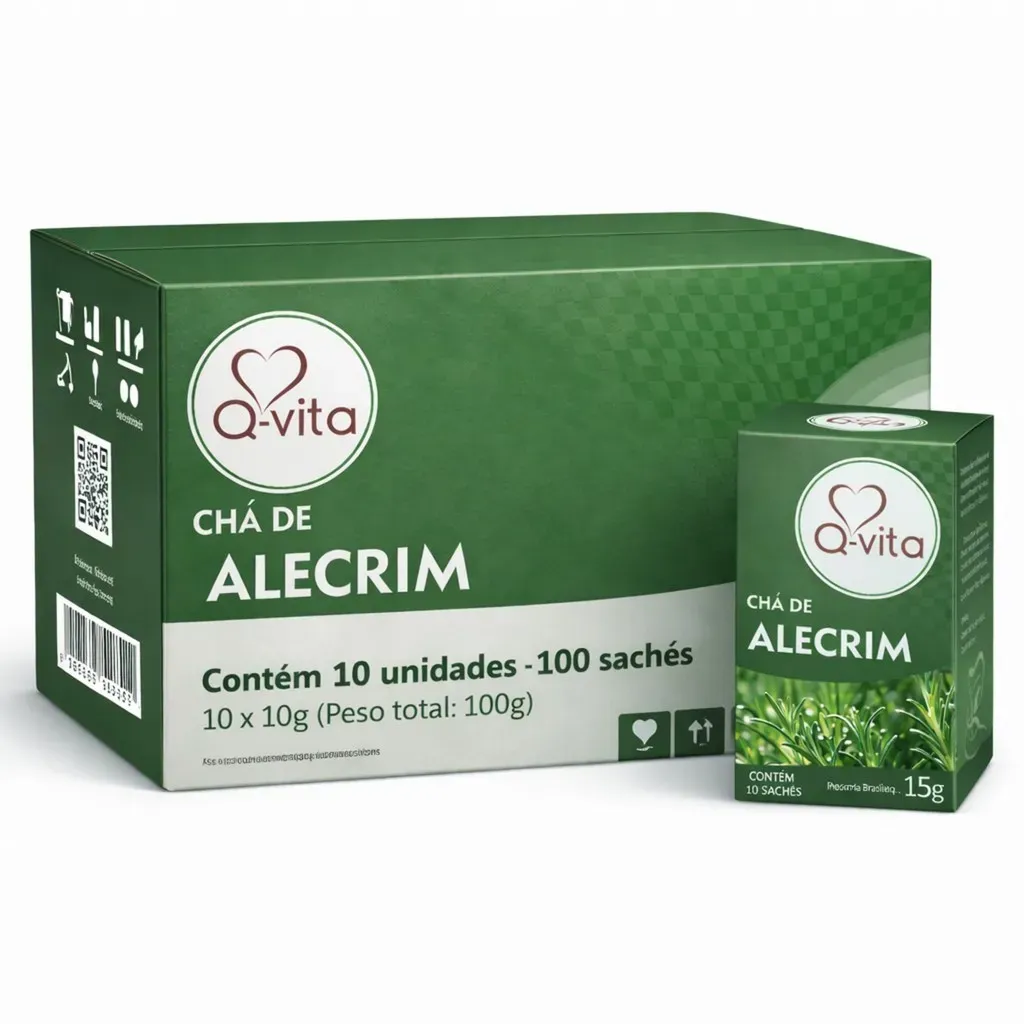 Kit 10 Chá de Alecrim Q-VITA Premium 15g - 100 Sachês Kit 10 Chá de Alecrim Q-VITA Premium 15g - 100 Sachês