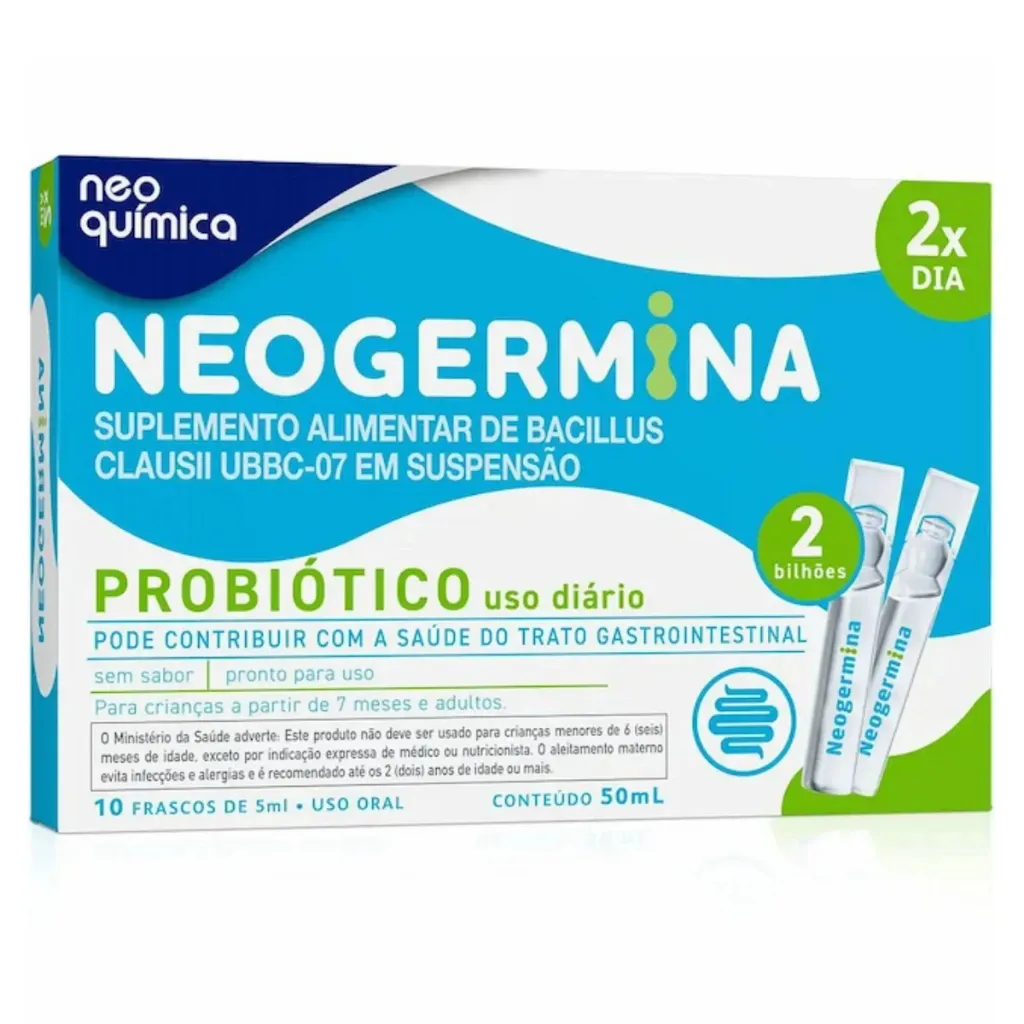 Neogermina Probiótico 2 Bilhões 10 Flaconetes Flora Intestinal Digestão Imunidade Neogermina Probiótico 2 Bilhões 10 Flaconetes Flora Intestinal Digestão Imunidade