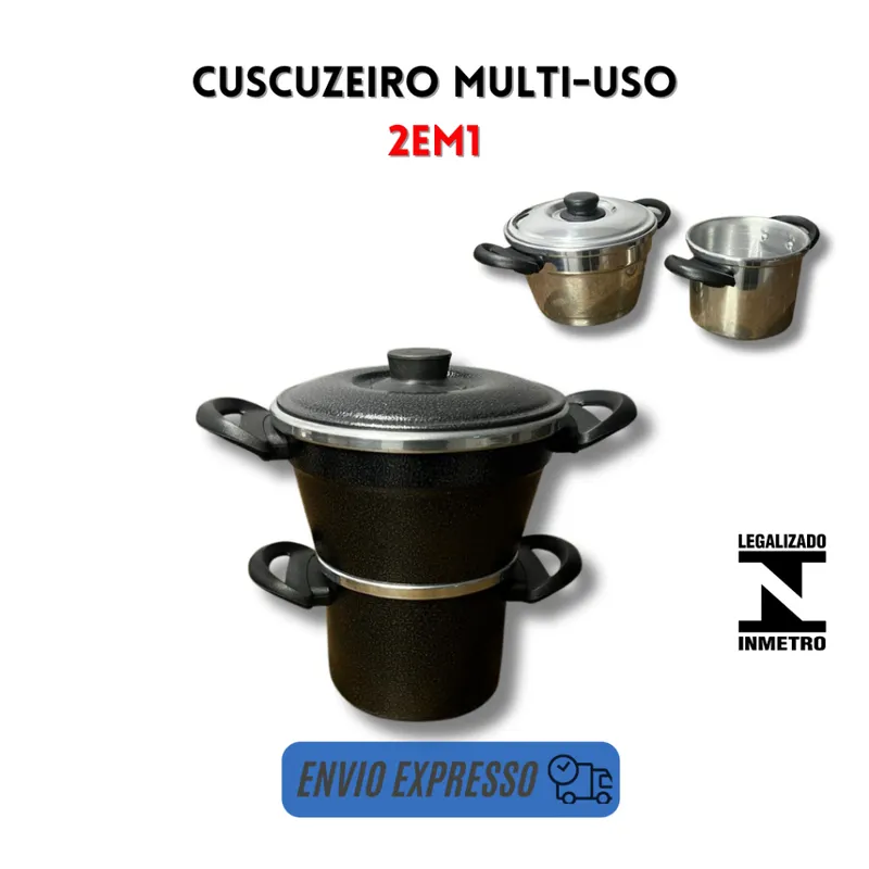 Cuscuzeiro Alumínio Multiuso 2 Partes Craqueado e Polido Panela de Cuscuz Vapor Cozinha Resistente