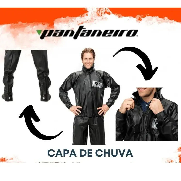 Capa de Chuva Pantaneiro Nylon com Gola Impermeável Unissex Capa de Chuva Pantaneiro Nylon com Gola Impermeável Unissex