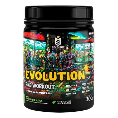 Pré-Treino Evolution Workout 300g Termogênico Sabor Limonada Suiça Soldiers Nutrition Energia Foco Treino Pré-Treino Evolution Workout 300g Termogênico Sabor Limonada Suiça Soldiers Nutrition Energia Foco Treino