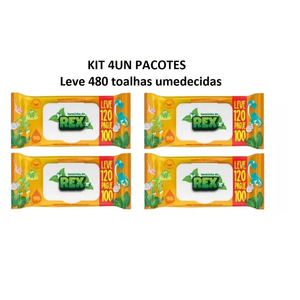 KIT 4UN PACOTES Leve 120 Pague 100 un Lenço Umedecido Turminha Do Rex Leve 120 Pague 100 Unidades KIT 4UN PACOTES Leve 120 Pague 100 un Lenço Umedecido Turminha Do Rex Leve 120 Pague 100 Unidades