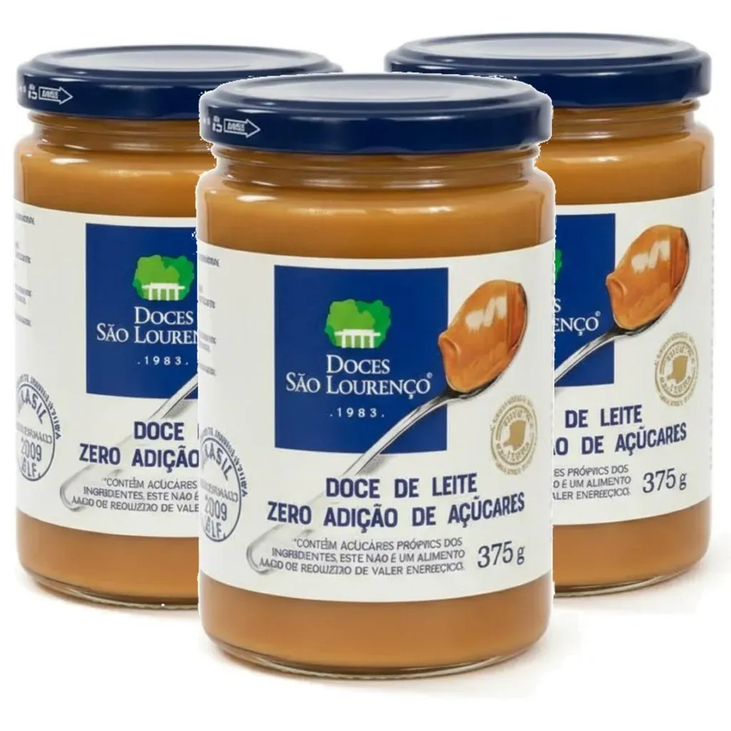 Kit 3x Doce de Leite Puro Diet SÃO LOURENÇO 375g Zero Açucar Kit 3x Doce de Leite Puro Diet SÃO LOURENÇO 375g Zero Açucar