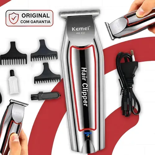 Maquina Acabamento Cortar Cabelo Barba E Pelos Kemei 032 Prateado 127/220v Maquina Acabamento Cortar Cabelo Barba E Pelos Kemei 032 Prateado 127/220v