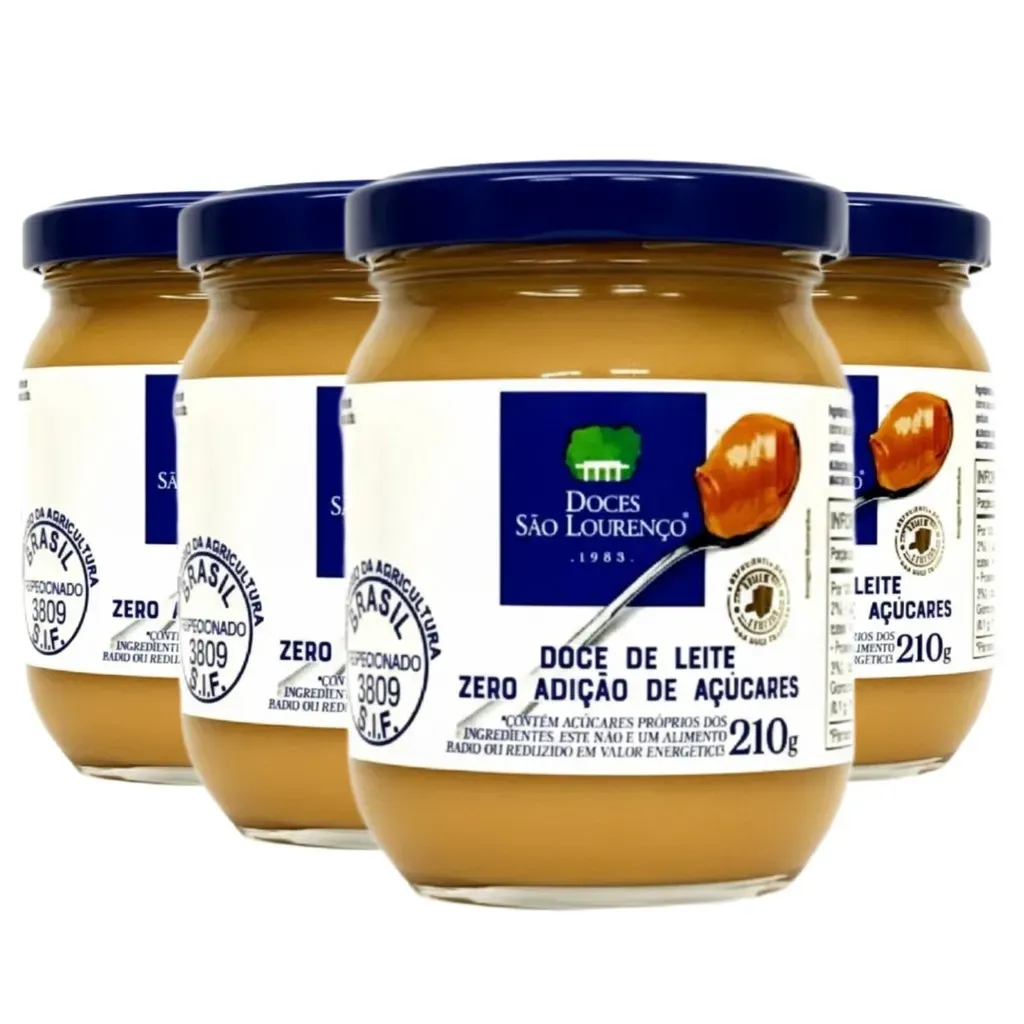 Kit 4x Doce de Leite Diet SÃO LOURENÇO Zero Ad. Açucar 210g Kit 4x Doce de Leite Diet SÃO LOURENÇO Zero Ad. Açucar 210g