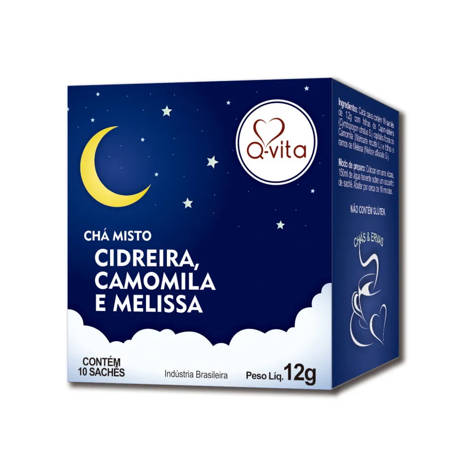 Chá Cidreira, Camomila e Melissa Q-Vita 10 Sachês 12g Chá Cidreira, Camomila e Melissa Q-Vita 10 Sachês 12g