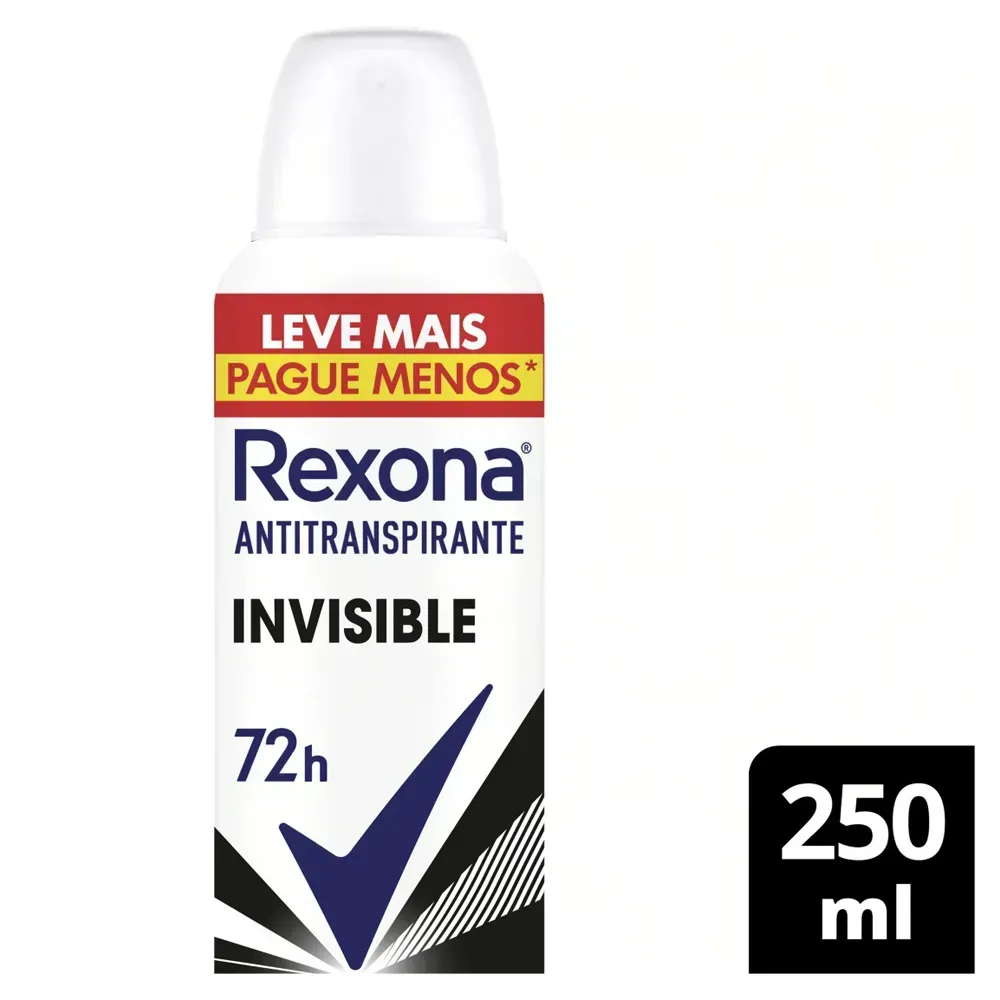 Desodorante Aerosol Rexona Invisible Feminino 250ml Antimanchas Proteção 72h MotionSense Desodorante Aerosol Rexona Invisible Feminino 250ml Antimanchas Proteção 72h MotionSense