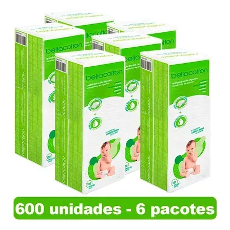 Kit Algodão Bellacotton Quadrado Para Bebê - 6 Pacotes Kit Algodão Bellacotton Quadrado Para Bebê - 6 Pacotes