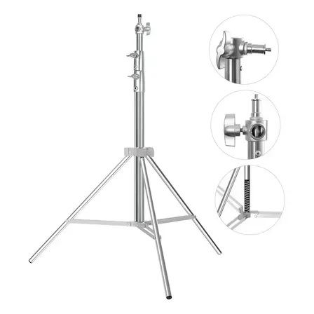 Tripé Profissional Aço Inox 2,8m Para Estúdio Foto E Vídeo Tripé Profissional Aço Inox 2,8m Para Estúdio Foto E Vídeo