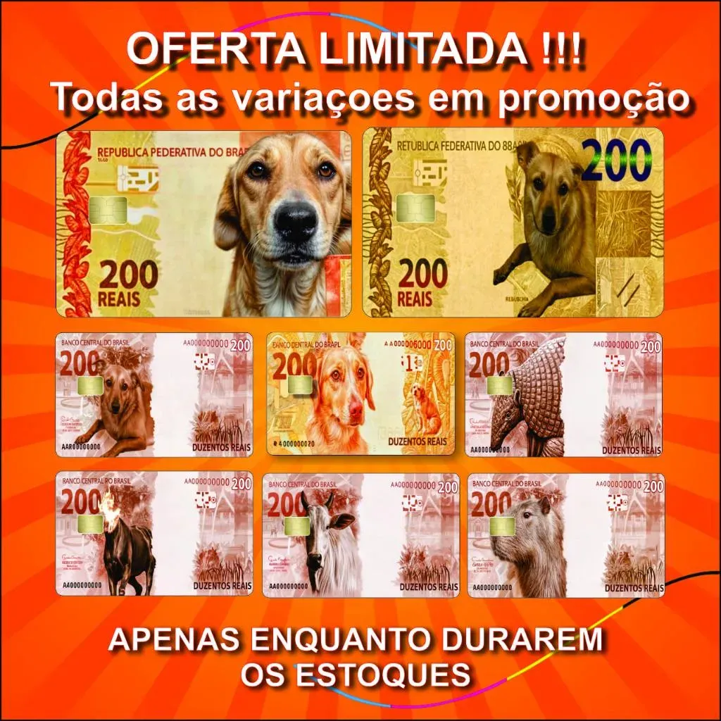 Adesivos Para Cartão Nota de 200 reais Cachorro, Adesivo Skin Cartão, película Adesiva, caramelo. Adesivos Para Cartão Nota de 200 reais Cachorro, Adesivo Skin Cartão, película Adesiva, caramelo.