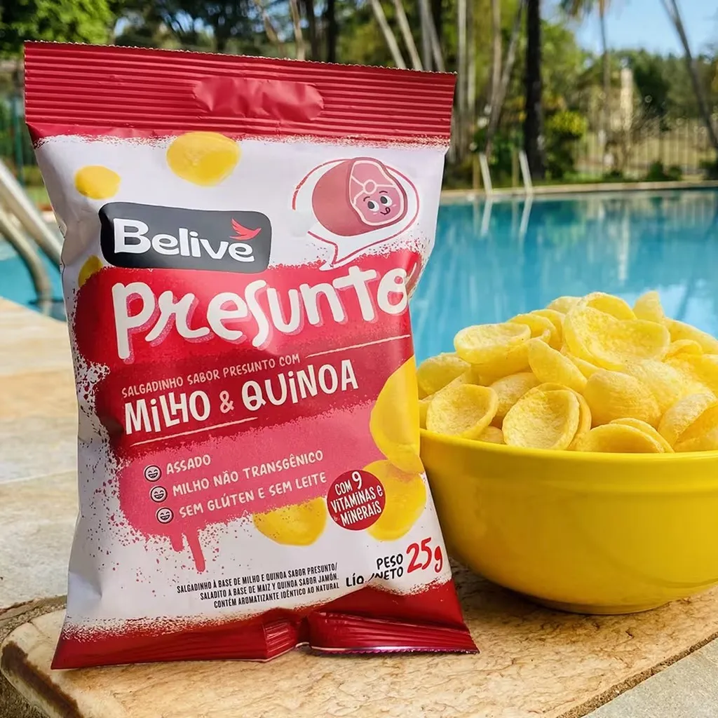 Kit 12 Salgadinho BELIVE S/ Gluten Sabor Presunto 25g Kit 12 Salgadinho BELIVE S/ Gluten Sabor Presunto 25g